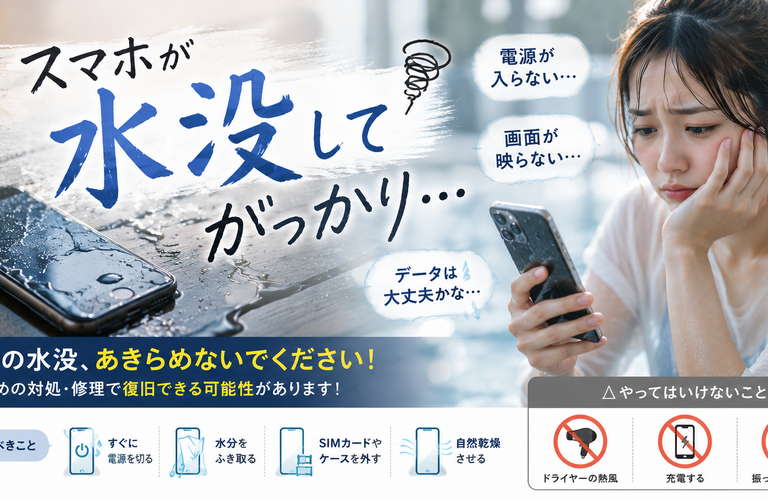 スマホが水没してがっかり